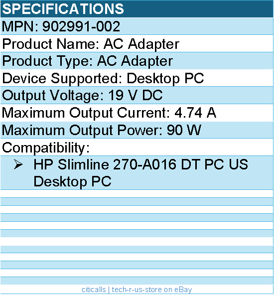 HPI 902991-002 AC Adapter - 90 W - 19 V DC Output - 4.74 A