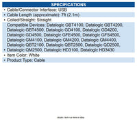 Datalogic 90A052278 Cable, USB, Type A, TPUW, Straight, 2M, White
