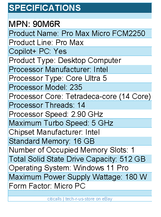 Dell 90M6R Pro Max FCM2250 Desktop Computer - Intel Core Ultra 5 235 - 16 GB