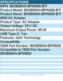 BTI 90XB09AN-BPW000-BTI 20V 65W TYPE-C GAN AC ADAPTER - Black