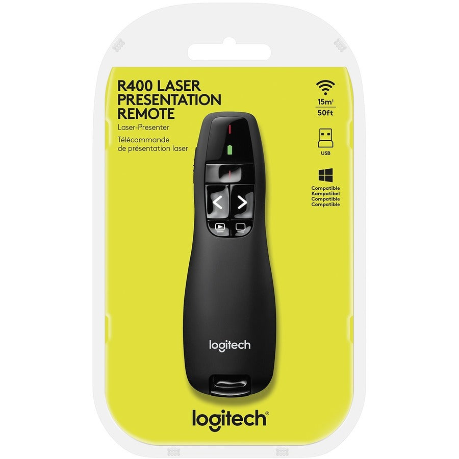 Logitech 910-001354 Wireless Presenter R400 - Laser - USB - Black