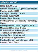Logitech 910-001439 B100 Optical USB Mouse - 5.91 ft Cable - Black