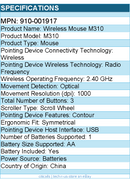 Logitech 910-001917 M310 Wireless Mouse, 2.4 GHz with USB Nano Receiver