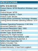 Logitech 910-001935 M705 Marathon Wireless Mouse, 2.4 GHz USB Unifying Receiver