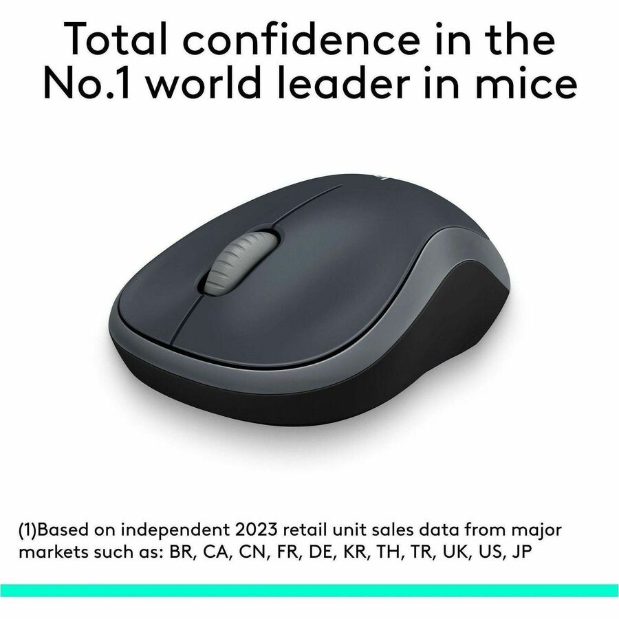 Logitech 910-002225 M185 Wireless Mouse, 2.4GHz with USB Mini Receiver