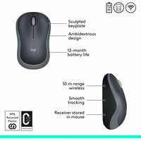 Logitech 910-002225 M185 Wireless Mouse, 2.4GHz with USB Mini Receiver