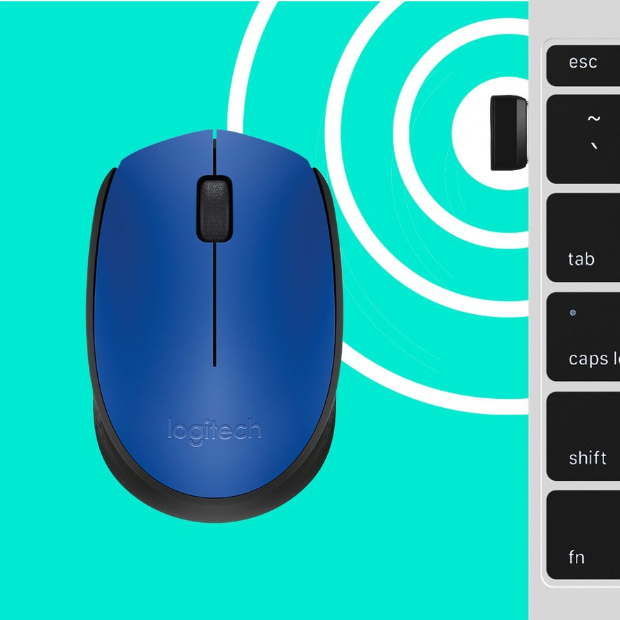 Logitech 910-004800 M170 Wireless Mouse - Optical - USB 2.0 - 1000 dp - Blue