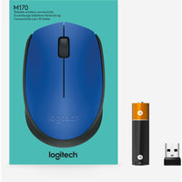 Logitech 910-004800 M170 Wireless Mouse - Optical - USB 2.0 - 1000 dp - Blue