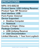 Logitech 910-005235 RF Receiver for Desktop Computer, Notebook