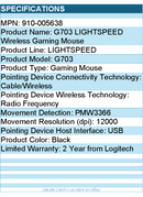 Logitech 910-005638 G703 LIGHTSPEED Wireless Gaming Mouse - Black