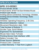 Logitech 910-005901 Wireless Mouse M190 - Full Size Ambidextrous Curve Design