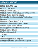 Logitech 910-006160 G Plus G502 X Gaming Mouse - Optical - Wireless - USB
