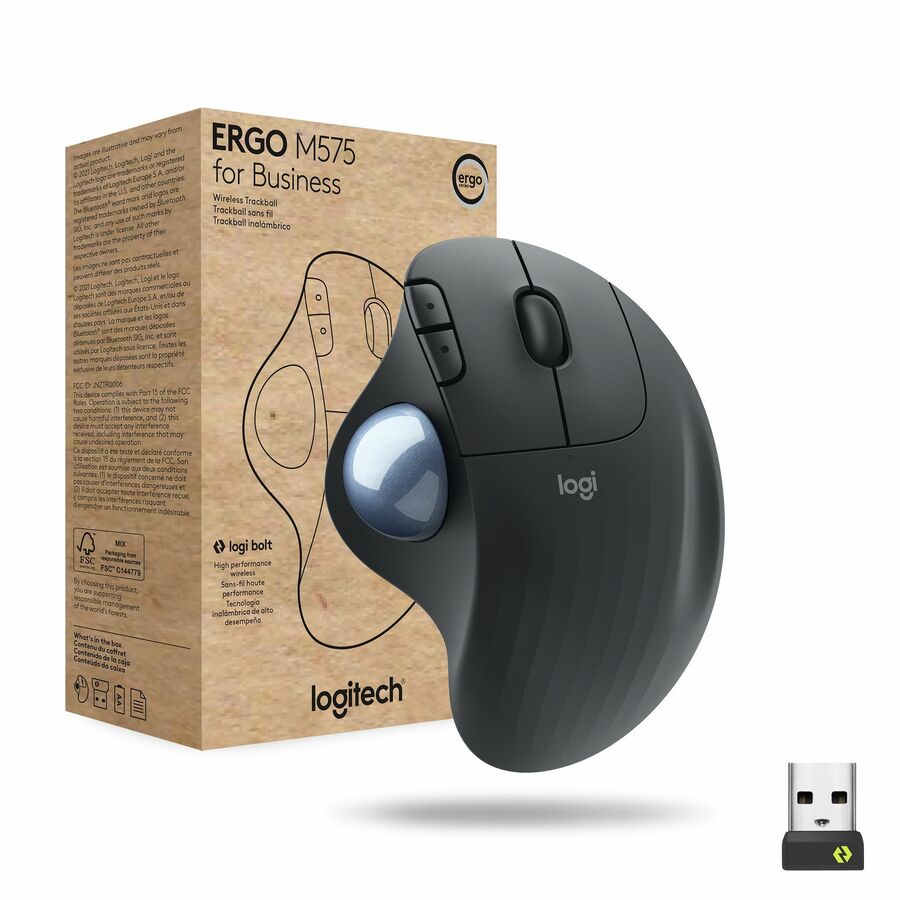 Logitech 910-006197 ERGO M575 Wireless Trackball Mouse for Business - Ergonomic