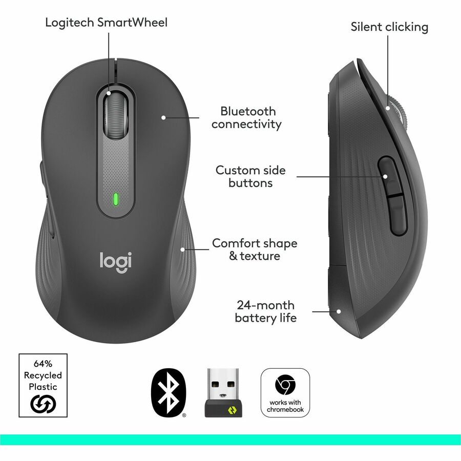 Logitech 910-006250 Signature M650 Wireless Mouse - Optical - Graphite