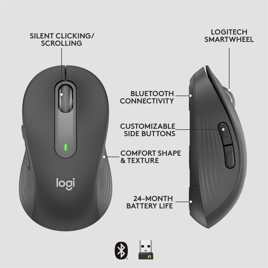 Logitech 910-006346 Signature M650 L for Business Wireless Mouse - Graphite