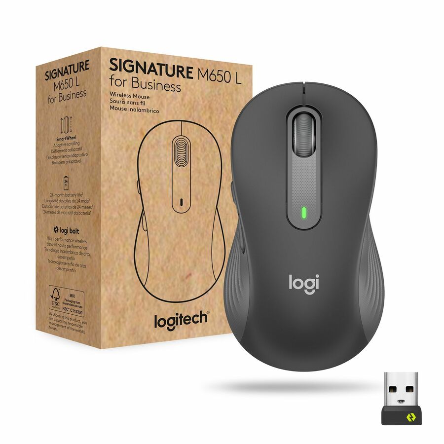 Logitech 910-006346 Signature M650 L for Business Wireless Mouse - Graphite