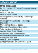 Logitech 910006466 Lift Vertical Ergonomic Mouse, Wireless, Bluetooth