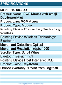 Logitech 910-006544 POP Mouse, Wireless Mouse - Bluetooth - Daydream