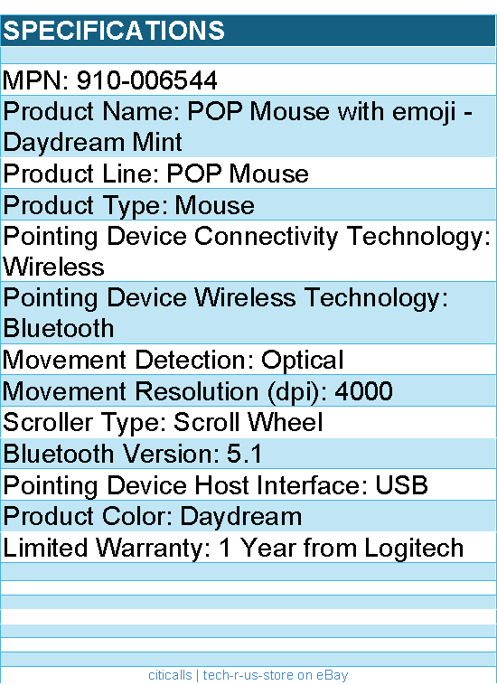 Logitech 910-006544 POP Mouse, Wireless Mouse - Bluetooth - Daydream