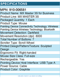 Logitech 910-006581 MX Master 3S for Business, Wireless Mouse with Quiet Clicks