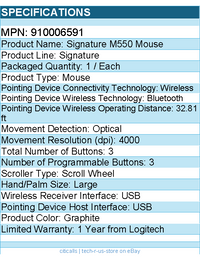 Logitech 910006591 Signature M550 L Full Size Wireless Mouse - Optical