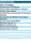 Logitech 910-006624 POP Mouse, Wireless Mouse - Scroll Wheel
