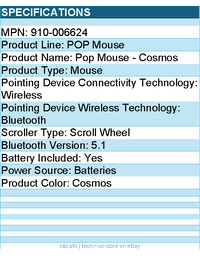 Logitech 910-006624 POP Mouse, Wireless Mouse - Scroll Wheel