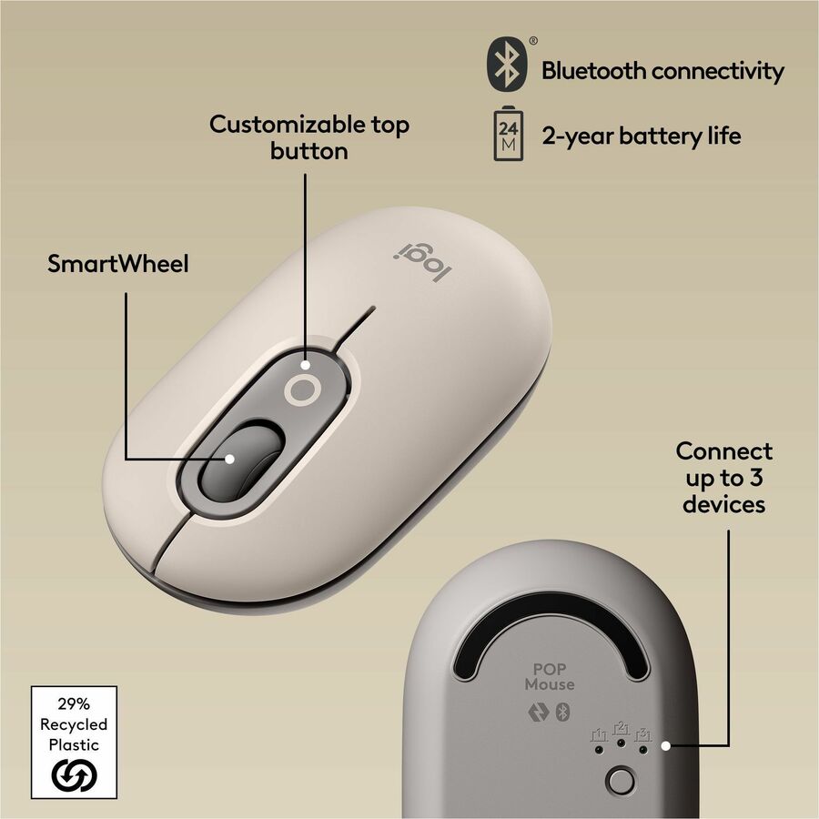 Logitech 910-006625 POP Mouse, Wireless Mouse - Bluetooth - Mist
