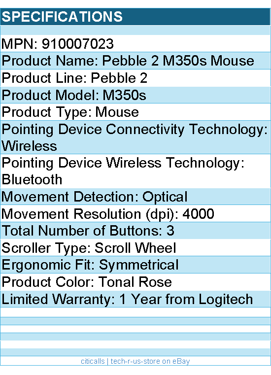Logitech 910007023 M350s Pebble Mouse 2 (Tonal Rose) - Wireless - Optical