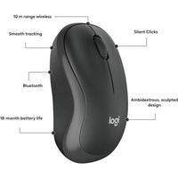 Logitech 910007113 M240 Silent Bluetooth Mouse (Graphite) - Wireless - Optical