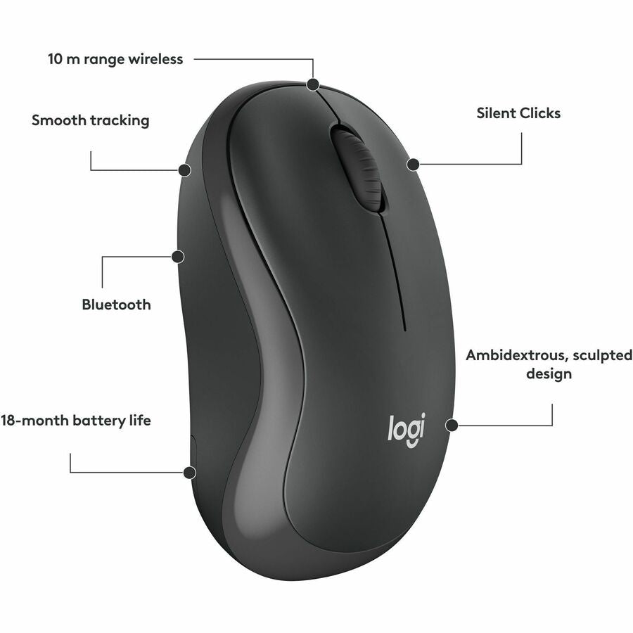 Logitech 910007113 M240 Silent Bluetooth Mouse (Graphite) - Wireless - Optical