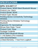 Logitech 910-007117 M240 Silent Bluetooth Mouse (Rose) - Wireless - Bluetooth