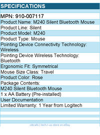 Logitech 910-007117 M240 Silent Bluetooth Mouse (Rose) - Wireless - Bluetooth