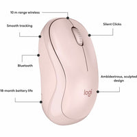 Logitech 910-007117 M240 Silent Bluetooth Mouse (Rose) - Wireless - Bluetooth