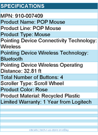 Logitech 910-007409 POP Mouse, Compact and Portable Wireless Bluetooth Mouse