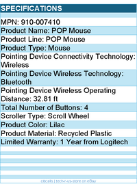 Logitech 910-007410 POP Mouse, Compact and Portable Wireless Bluetooth