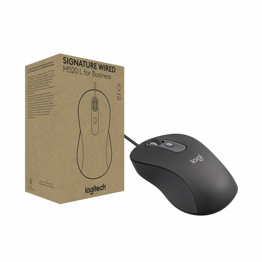 Logitech 910-007497 Signature Wired M520 Large for Business, Optical Wired Mouse