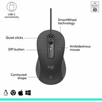Logitech 910-007497 Signature Wired M520 Large for Business, Optical Wired Mouse