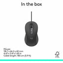 Logitech 910-007497 Signature Wired M520 Large for Business, Optical Wired Mouse