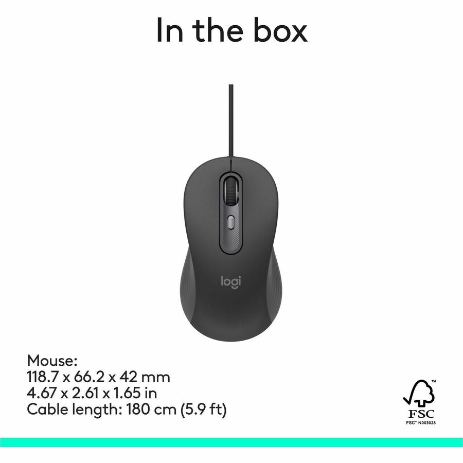 Logitech 910-007497 Signature Wired M520 Large for Business, Optical Wired Mouse