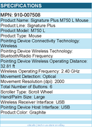 Logitech 910-007508 Signature Plus M750 L Wireless Mouse - Graphite