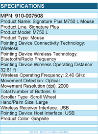 Logitech 910-007508 Signature Plus M750 L Wireless Mouse - Graphite
