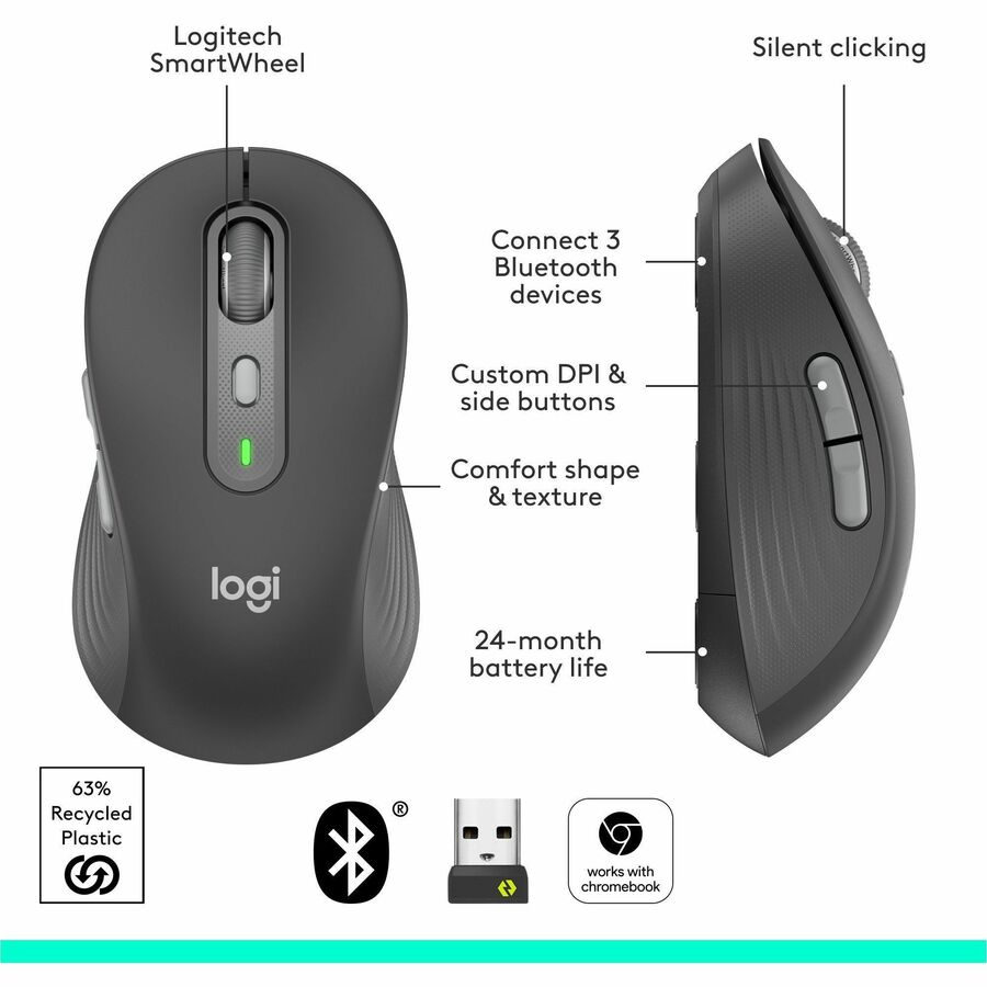 Logitech 910-007508 Signature Plus M750 L Wireless Mouse - Graphite