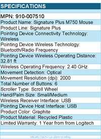 Logitech 910-007510 Signature Plus M750 L Wireless Mouse - Graphite