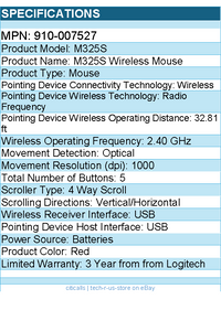 Logitech 910-007527 M325S Wireless Mouse - Optical - USB - 1000 dpi