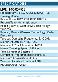 Logitech 910-007528 G PRO X SUPERLIGHT 2c wireless Gaming Mouse