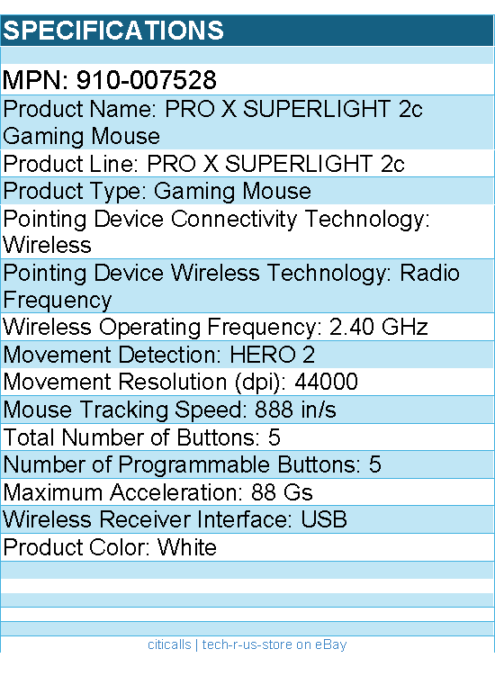 Logitech 910-007528 G PRO X SUPERLIGHT 2c wireless Gaming Mouse