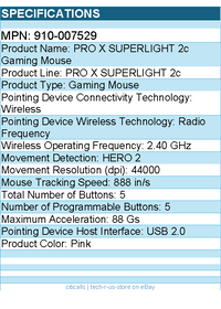 Logitech 910-007529 G PRO X SUPERLIGHT 2c wireless Gaming Mouse