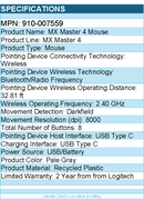 Logitech 910-007559 MX Master 4, Ergonomic Wireless Mouse - 8000 dpi