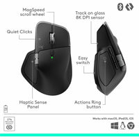 Logitech 910-007560 MX Master 4, Ergonomic Wireless Mouse - Black